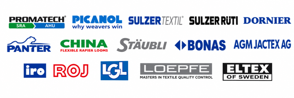 Promatech, Picanol, Sulzer Textil, Sulzer Rüti, Dornier, Panter, China Flexible Rapier Looms, Stäubli, Bonas, AGM Jactex AG, IRO, ROJ, LGL, Loepfe, Eltex